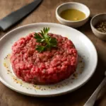 Fassona cruda battuta al coltello: il condimento che esalta la carne senza coprirne la delicatezza