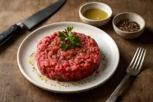 Fassona cruda battuta al coltello: il condimento che esalta la carne senza coprirne la delicatezza